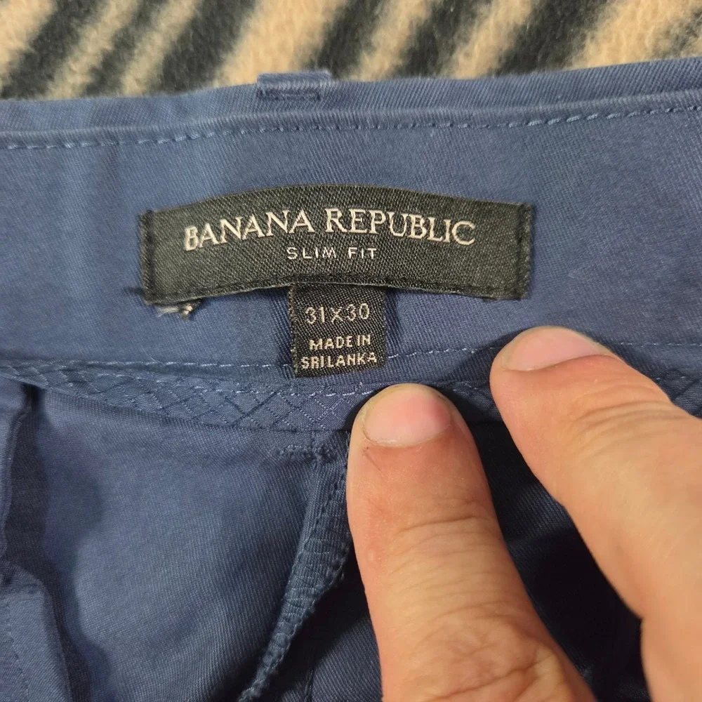 Banana Republic Slim Fit Chino Pants 2 Pack Tan Navy Blue 31x30 Mens Trousers